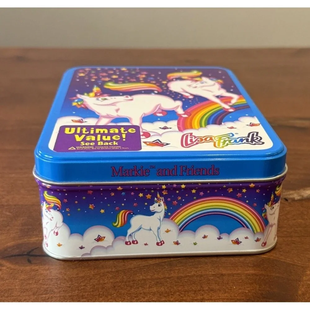 VTG Lisa Frank Stationery Set Collectors Unicorn Rainbow Tin Near Complete Rare